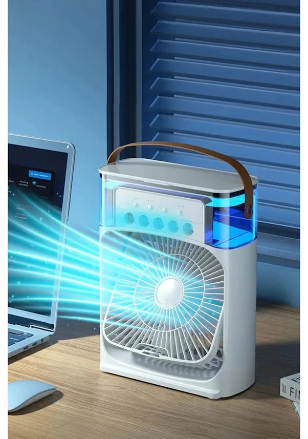 Masaüstü Taşınabilir Buzlu Vantilatör Su Soğutmalı Led Işıklı Soğutucu Fan