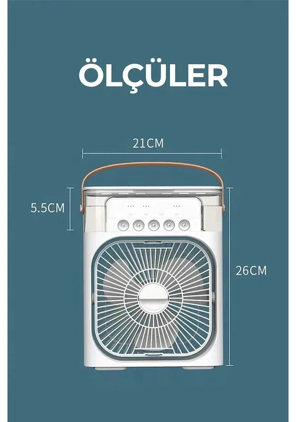 Masaüstü Taşınabilir Buzlu Vantilatör Su Soğutmalı Led Işıklı Soğutucu Fan
