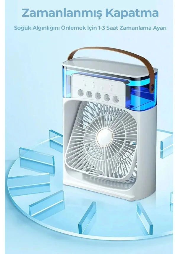 Masaüstü Taşınabilir Buzlu Vantilatör Su Soğutmalı Led Işıklı Soğutucu Fan