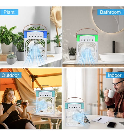 Masaüstü Taşınabilir Buzlu Vantilatör Su Soğutmalı Led Işıklı Soğutucu Fan