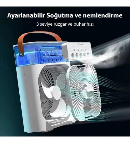Masaüstü Taşınabilir Buzlu Vantilatör Su Soğutmalı Led Işıklı Soğutucu Fan