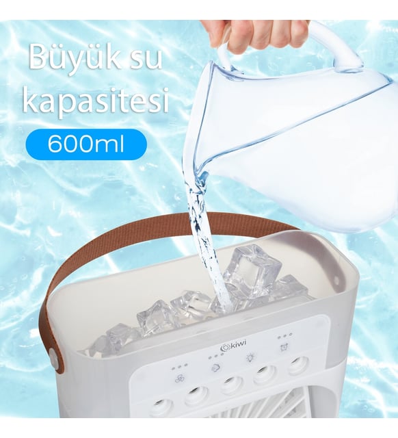 Masaüstü Taşınabilir Buzlu Vantilatör Su Soğutmalı Led Işıklı Soğutucu Fan